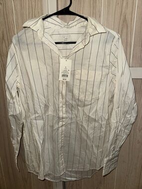 a new day White Vertical-Stripe Button Down Shirt